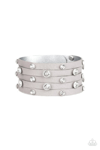 Rhinestone Reputation Silver Bracelet