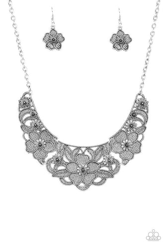 Petunia Paradise Silver Necklace