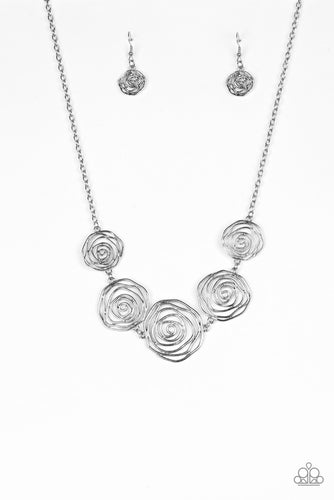 Rosy Rosette Silver Necklace