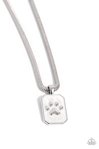 PAW To The Line White Necklace