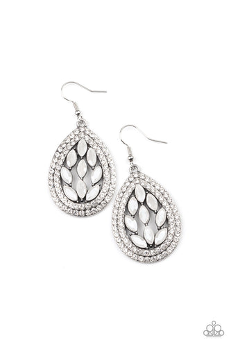 Encased Elegance White Earring