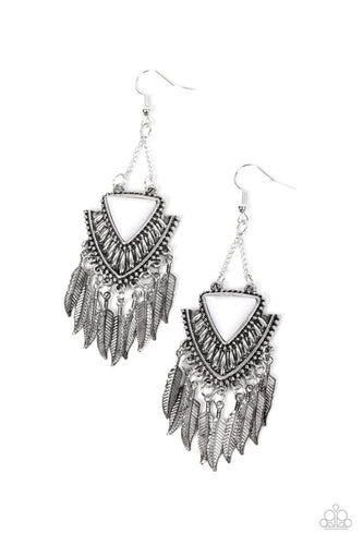 Shady Oasis White Earrings