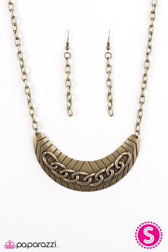 Keep It Under Lock Brass Necklace