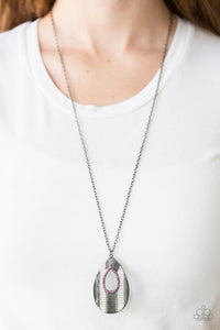 Stop, TEARDROP, and Roll Pink Necklace