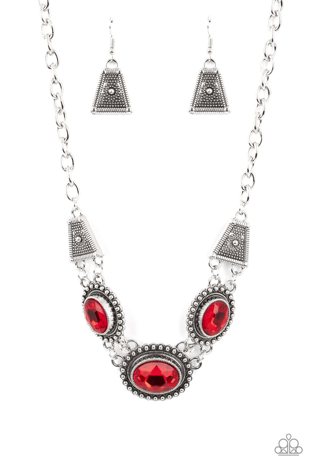 Textured TRAPEZOID Red Necklace