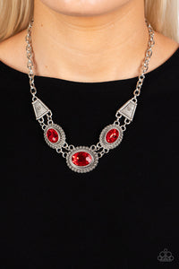 Textured TRAPEZOID Red Necklace