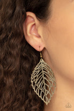 Load image into Gallery viewer, Take It Or LEAF It Brass Earring