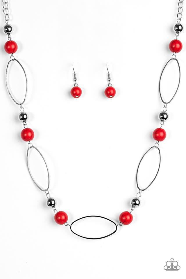 Simple Stonework Red Necklace