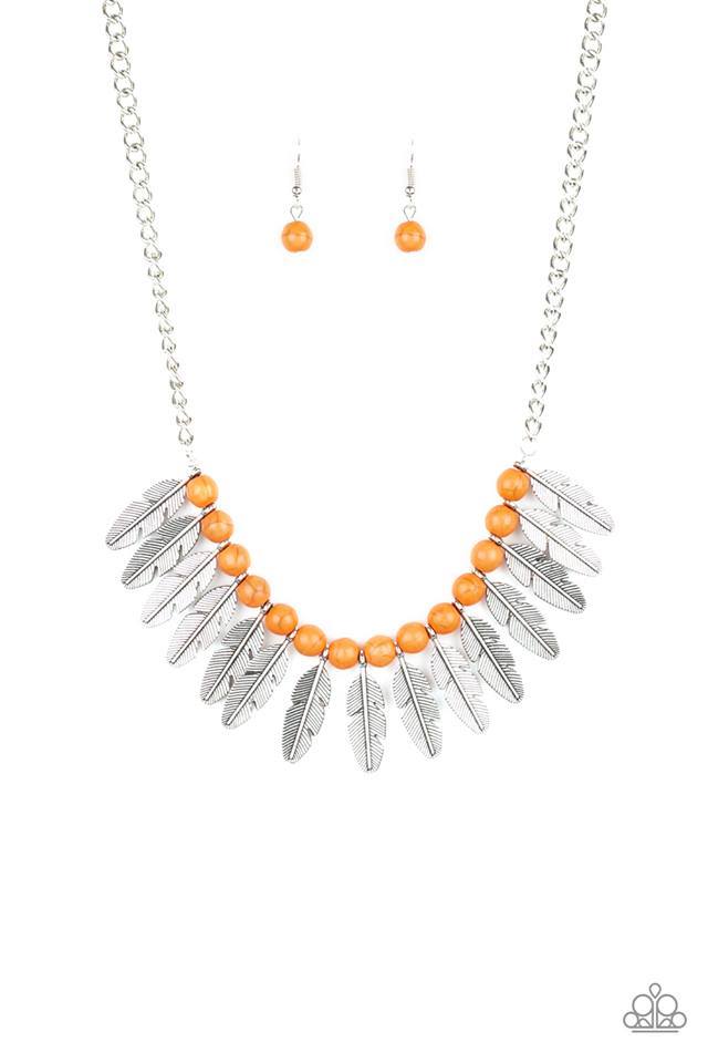 Desert Plumes Orange Necklace