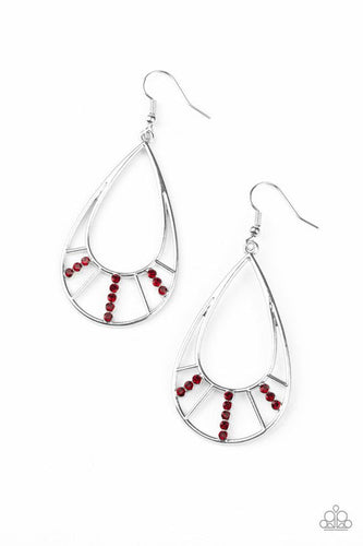Line Crossing Sparkle Red Earring