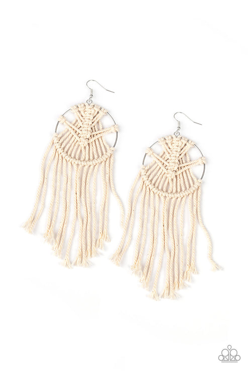 MACRAME, Myself, And I White Earring