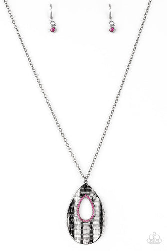 Stop, TEARDROP, and Roll Pink Necklace