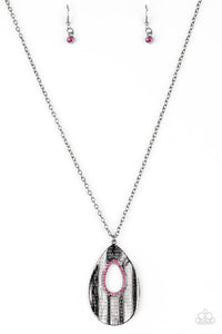 Stop, TEARDROP, and Roll Pink Necklace