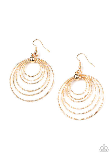 Elliptical Elegance Gold Earring