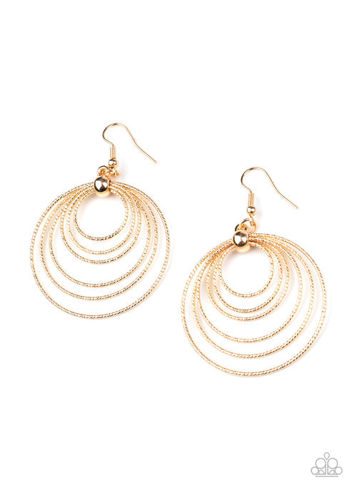 Elliptical Elegance Gold Earring