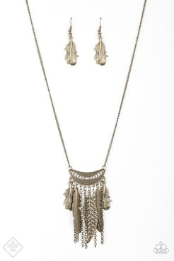 Fiercely Feathered Brass Necklace