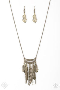 Fiercely Feathered Brass Necklace