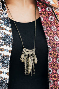 Fiercely Feathered Brass Necklace