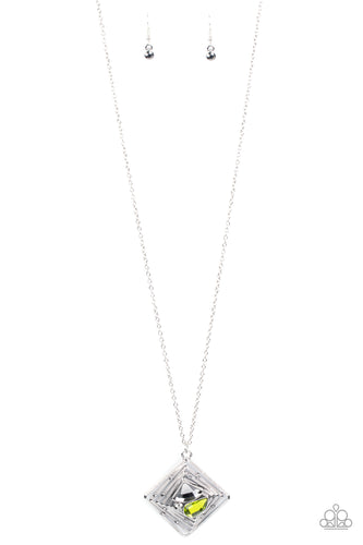 Timelessly Tilted Green Necklace