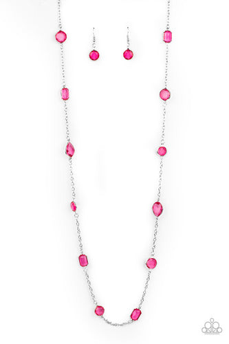 Glassy Glamorous Pink Necklace