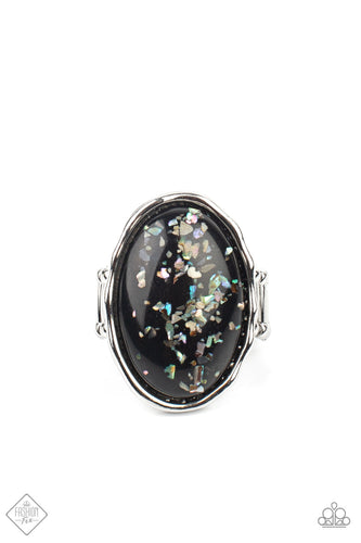 Glittery With Envy Black Ring