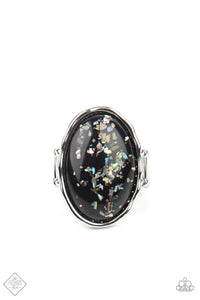 Glittery With Envy Black Ring