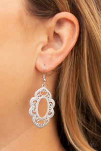 Mantras and Mandalas White Earring