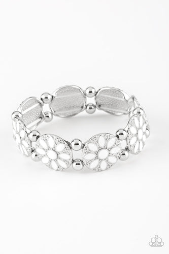 Dancing Dahlias White Bracelet