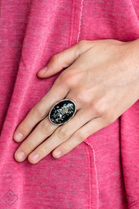 Glittery With Envy Black Ring