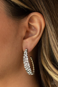 A GLITZY Conscience White Earring