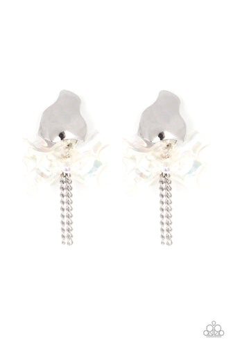 Harmonically Holographic White Earring