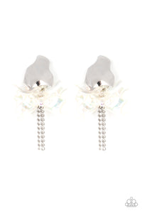 Harmonically Holographic White Earring