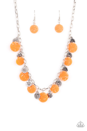 Flower Powered Orange Necklace