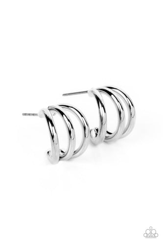 TRIPLE Down Silver Earring