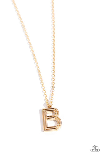 Leave Your Initials - Gold Necklace - B