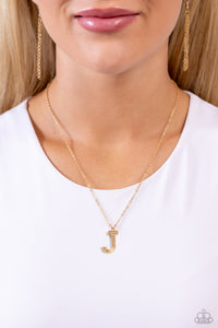 Leave Your Initials - Gold Necklace - J