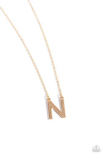 Leave Your Initials - Gold Necklace - N
