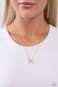 Leave Your Initials - Gold Necklace - N