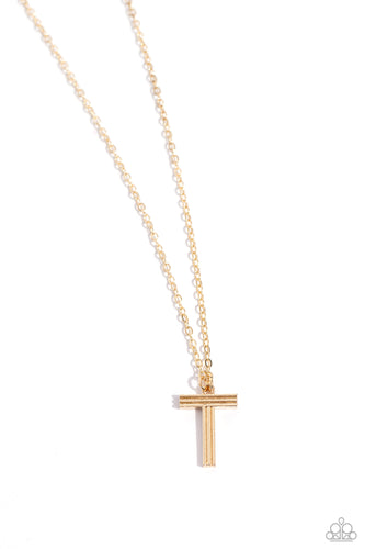 Leave Your Initials Gold Necklace - T