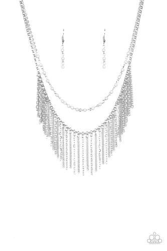 Fierce In Fringe Silver Necklace