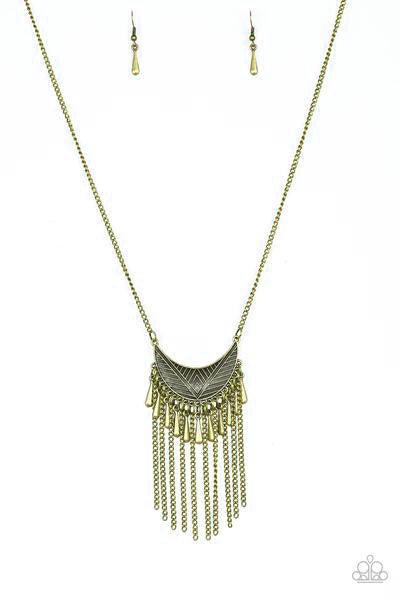 Happy Is The Huntress Brass Necklace